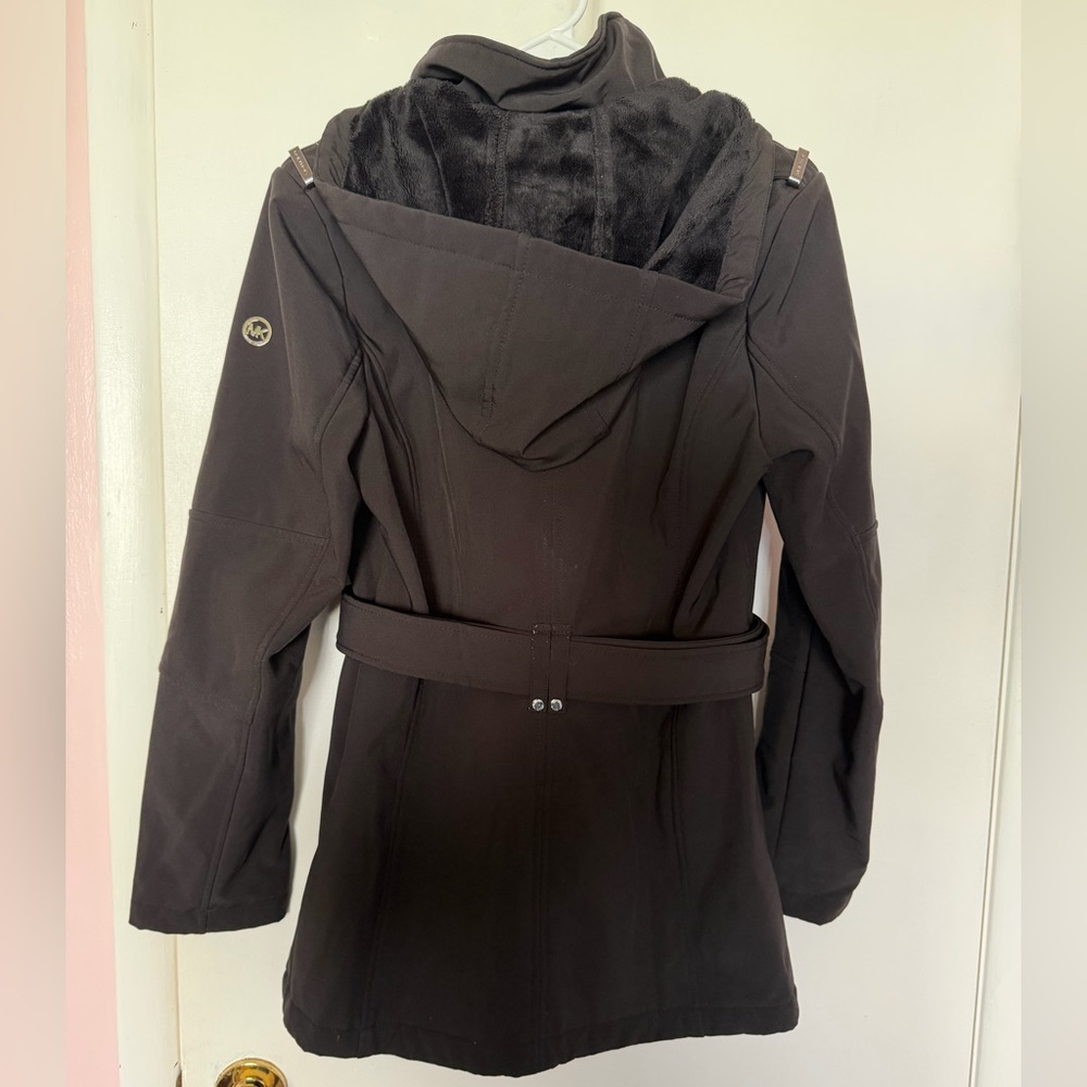 Michael Kors Women’s Black Coat with Detachable Hood and Belt - Picture 2 of 4